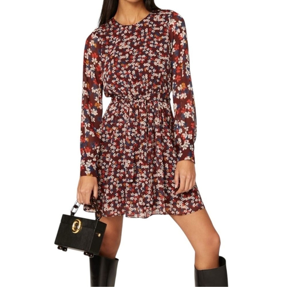 JASON WU Collective Red Floral Tie Waist Dress Mini Crew Neck Seen on TV Size 12